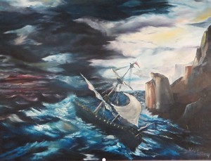 Exposition ' Le monde des sphères', Huile sur toile de Hubert Deguyon