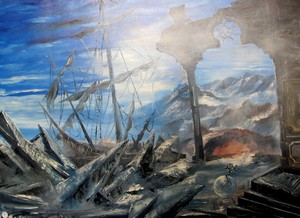 Exposition ' Le monde des sphères', Huile sur toile de Hubert Deguyon
