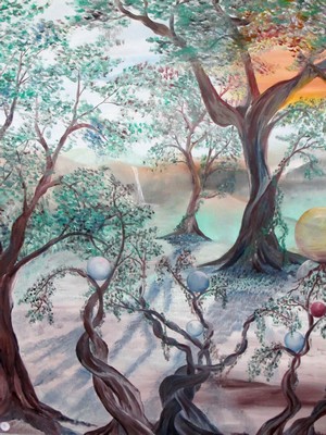 Exposition ' Le monde des sphères', Huile sur toile de Hubert Deguyon