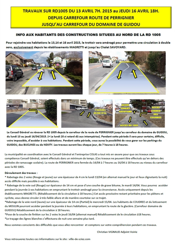 TRAVAUX RD 1005 SCIEZ BONNATRAIT AVRIL 2015